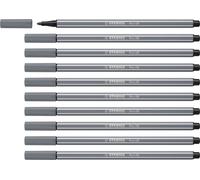Stylo feutre Premium - STABILO Pen 68 - Pack de 10 - gris foncé