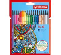Stylo feutre premium - STABILO Pen 68 - pack de 18 - avec 18 couleurs différentes
