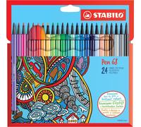Stylo feutre premium - STABILO Pen 68 - pack de 24 - avec 24 couleurs différentes