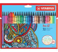 Stylo feutre premium - STABILO Pen 68 - paquet de 30 - avec 30 couleurs différentes