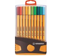 STABILO Stylo Feutre Pointe Fine Point 88 - Étui ColorParade Gris/Orange x 20 stylos Fins - Coloris Assortis