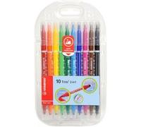 STABILO Feutre de coloriage Trio A-Z 2in1 – Étui carton 10 feutres double pointe, coloris assortis