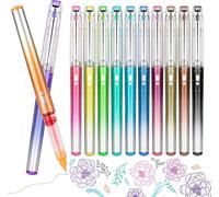 Stylo Gel 12 Couleurs, 0.5 Mm Fineliner Set Rollerball, Stylo Gel Pour Journal, Écriture, Dessin, Prise De Notes, Fournitures Scolaires, Bureau, Rollerball À Séchage Rapide Avec Encre Liquide
