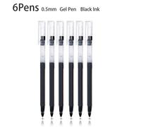 Stylo Gel À Aiguille Complète De Haute Qualité, 6 Pièces, 0.5mm, Noir, Grand Volume D'encre, Bureau, Étude, Signature, Papeterie, Boutique