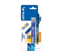 Stylo gel effaçable pointe moyenne bleu avec recharges,1 stylo + recharges