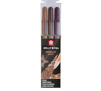 Sakura Stylos gel Gelly Roll Metallic – Lot 3 couleurs Nature (Cuivre, Sépia, Bourgogne)