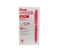 Stylo gel liquide r tractable EnerGel Pentel -X (0,7 mm), pointe m tallique, encre rouge, bo te de 12 (BL107-B)