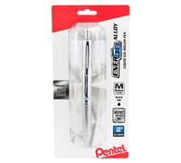 Stylo gel liquide r tractable Pentel Energel Alloy (0,7 mm), trait moyen, corps argent , encre noire, 1 paquet (BL407BP)