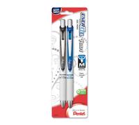 Stylo gel liquide r tractable Pentel EnerGel Pearl Deluxe RTX (0,7 mm), encre noire/encre bleue, lot de 2 (BL77WBP2AC)