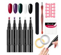 Stylo Gel pour Ongles | Kit Manucure 5 Couleurs avec Pointe Fine de Précision - Marqueur pour Dessins sur les Ongles - Voyage de Travail Fête Utilisation Intérieur École Petite Amie Sœur Fille