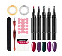 Stylo Gel Pour Ongles - Stylo Vernis Cinq Couleurs, Ensemble De Couche De Finition De Base En Gel | Outil De Manucure À Séchage Rapide, Pour Salon De Maison, Voyage, Appartement, Salle De Beauté, Four