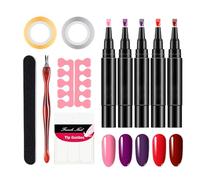Stylo Gel Pour Ongles - Stylo Vernis Cinq Couleurs, Ensemble De Couche De Finition De Base En Gel | Outil De Manucure À Séchage Rapide, Pour Salon De Maison, Voyage, Appartement, Salle De Beauté, Four