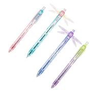 Stylo Gel Poussoir Pointe Rétractable pour Prêt, Quatre Modèles | Design d'écriture rechargeable, contrôle de la pointe par bouton-poussoir, corps à motifs translucides