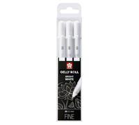 Stylo Gel - Sakura - Gelly Roll 05 - Pointe Fine 0.3mm - Blanc Brillant - Lot de 3