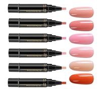 Stylo Gel Vernis à Ongles | 6 Couleurs | Séchage Rapide | Sans UV | Pour Manucure Pro | Précision d'Application | Kit 6 Marqueurs | Longue Tenue