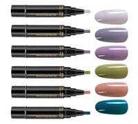 Stylo Gel Vernis à Ongles | 6 Couleurs | Séchage Rapide | Sans UV | Pour Manucure Pro | Précision d'Application | Kit 6 Marqueurs | Longue Tenue