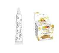 Stylo glaçage blanc goût vanille + paillettes dorées