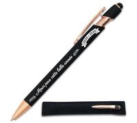 Stylo gravé Merci pour cette année 2025-2026, Noir avec étui tissu | Stylo en métal tactile 2 en 1 - Idée cadeau fin d'année scolaire Maîtresse, ATSEM, collègue