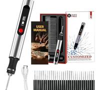 Stylo Graveur Électrique de Précision | Bois, Verre, Métal, Plastique, Cuir, Pierre | 3 Vitesses, USB-C, 30 Mèches Diamantées Incluses | Idéal Débutants & Cadeau Créatif