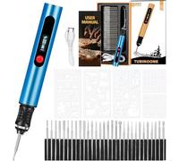 Stylo Graveur Électrique de Précision | Bois, Verre, Métal, Plastique, Cuir, Pierre | 3 Vitesses, USB-C, 30 Mèches Diamantées Incluses | Idéal Débutants & Cadeau Créatif (A)