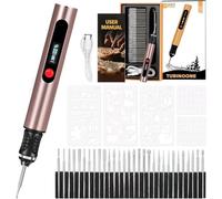 Stylo Graveur Électrique de Précision | Bois, Verre, Métal, Plastique, Cuir, Pierre | 3 Vitesses, USB-C, 30 Mèches Diamantées Incluses | Idéal Débutants & Cadeau Créatif (B)