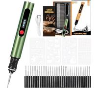 Stylo Graveur Électrique de Précision | Bois, Verre, Métal, Plastique, Cuir, Pierre | 3 Vitesses, USB-C, 30 Mèches Diamantées Incluses | Idéal Débutants & Cadeau Créatif (C)