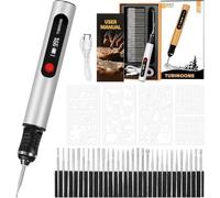 Stylo Graveur Électrique de Précision | Bois, Verre, Métal, Plastique, Cuir, Pierre | 3 Vitesses, USB-C, 30 Mèches Diamantées Incluses | Idéal Débutants & Cadeau Créatif (E)