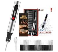 Stylo Graveur, Tenovia Kit Complet De Gravure Électrique, Mini Outil De Gravure Portable, Livré Avec 30 Têtes De Gravure Et 5 Gabarits, Adapté Aux Créations DIY Sur Métal, Bois Et Verre