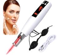 Stylo Laser Picoseconde, LumièRe Bleue Et Rouge, éCran Lcd, 9 Modes, 4 Niveaux Pour éLiminer Les Pigments, Cicatrices, Grains De Beauté, Taches Brunes Et Taches De Rousseur, Avec Lunettes,Red