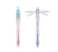 stylo libellule ailes brillantes, stylo à bille aile mobile (2pcs A) | stylo de clic d'animal mignon, conception d'ailes mobiles, outil d'écriture amusant, pour l'école, le bureau