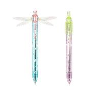 stylo libellule ailes brillantes, stylo à bille aile mobile (2pcs B) | stylo de clic d'animal mignon, conception d'ailes mobiles, outil d'écriture amusant, pour l'école, le bureau