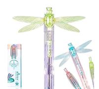 Stylo libellule avec ailes mobiles, stylo gel brillant avec 2 recharges | Ailes battantes interactives, corps pailleté translucide, encre noire à séchage rapide de 0,5 mm, plus 2 recharges
