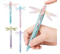 Stylo libellule Gleaming Wings (4 couleurs) | Stylo libellule fantaisie Fidget à clic, corps translucide et ailes mobiles pour journal, école et papeterie