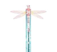Stylo libellule Gleaming Wings avec ailes mobiles (rose) | Stylo à bille fantaisie libellule 0,5 mm avec corps translucide, joli stylo à bille esthétique pour l'école, le bureau
