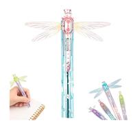 Stylo libellule Gleaming Wings avec ailes mobiles (vert) | Stylo à bille fantaisie avec corps translucide, stylo à bille amusant en forme d'animal pour l'école, le bureau