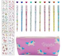 Stylo Licorne Ensemble De Papeterie,Licorne Trousse Pencil Case,Stylos Bille ?Tui ¿¿ Crayons Licorne,Ensemble De Papeterie Licorne,Set De Papeterie Trousse Mit Licorne Stylo,Autocollants