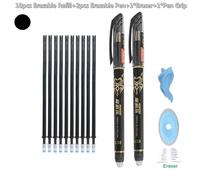 Stylo Magique Effaçable 0.5mm Pour Étudiants,Tige De Recharge Bleu Noir,Stylo De Papeterie Remplaçable,Stylo Gel D'encre,Outils De Pratique Pour Copie - Type [E3]-14pcs Set-Black
