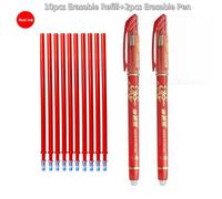 Stylo Magique Effaçable 0.5mm Pour Étudiants,Tige De Recharge Bleu Noir,Stylo De Papeterie Remplaçable,Stylo Gel D'encre,Outils De Pratique Pour Copie - Type [D5]-12pcs Set-Red