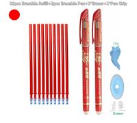 Stylo Magique Effaçable 0.5mm Pour Étudiants,Tige De Recharge Bleu Noir,Stylo De Papeterie Remplaçable,Stylo Gel D'encre,Outils De Pratique Pour Copie - Type [E1]-14pcs Set-Red