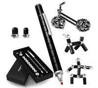 Stylo Magnétique Modulaire Avancé,Gadget de Bureau Anti Stress avec 13 Anneaux Magnétiques,12 Billes,3 Recharges,2 Embouts Capacitifs,Cadeau Créatif pour Ados Adultes,Stylo Original et Insolite Noir