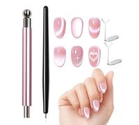 Stylo magnétique pour ongles | Double Tête Métal Portable avec Boule Ronde,Ensemble D'Outils De Décoration D'Ongles,Pour Voyage, Maison, Salon De Beauté, Dortoir, Débutants Et