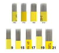 Stylo Manuel À Double Rangée,100 Pièces,Lame D'ombrage,Tatouage,Brouillard,Aiguilles Pour Sourcils Et Lèvres,9/15/17/19/21/14 Broches - Type 14 Pins