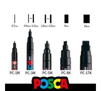 Stylo marqueur acrylique japonais Uni, 5 pièces posca rotuladores blanc/noir marqueurs de graffiti permanents stylo de peinture/POP affiche fournitures d'art 5pcs Black PC-5M