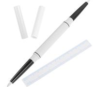Stylo Marqueur Blanc à Double Embout pour Tatouage et Peau | Pointe Fine, Traçage Précis, avec Règle, Usage Débutant, pour Sourcils et Préparation