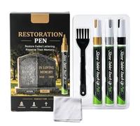 Stylo marqueur de pierre tombale - 3 couleurs à base d'huile, étanche, séchage rapide, stylo de réparation d'inscription de pierre tombale pour marbre, roche, céramique, verre, bois, métal, inscriptio