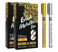 Stylo Marqueur De Pierre Tombale Dorée, Couleurs Or/argent, 125 G/12 Pièces, Stylo Marqueur De Pierre Tombále Dorée, Peinture Doréé Pour Lettrage De Pierré Tombale, Écriture Lisse, Pour Roche, Verre,