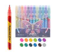 Stylo Marqueur Métallique Néon Brillant,24/12 Couleurs,Surligneur Magique,Stylos De Croquis,Marqueur D'art,Fabrication De Cartes De V?ux À Faire Soi-Même - Type 12 Colors