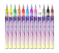 Stylo marqueur pour vernis à ongles - Outils de manucure de salon imperméables à séchage rapide, 12 couleurs | FestNail Peinture Dotting Liner Pen - pour les voyages d'affaires, l'école intérieure, pe