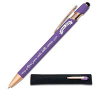 Stylo Merci pour cette année 2024-2025 - Idée cadeau fin d'année scolaire Maitresse, Atsem, collègue - Stylo tactile personnalisé gravé en métal + étui tissus (Violet)