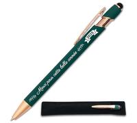 Stylo Merci pour cette belle année 2025 - Idée cadeau fin d'année, collègue, remerciements Secret Santa - Stylo personnalisé 2 en 1 en métal gravé avec étui tissus (Vert profond)